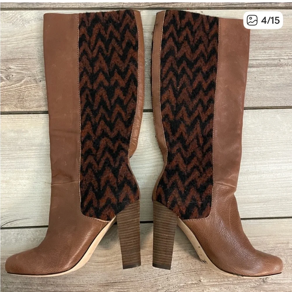 Tracy Reese‎ Royale Cognac Leather Boots Women’s 38 Brown Knee-High Chic Boho